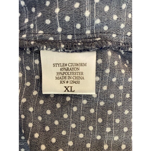 Fred David FD Blouse Top Plus Size XL Blue Gray Polka Dot Pullover Vented Sleeve - Picture 9 of 11
